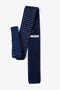 Laos Navy Blue Knit Skinny Tie Photo (1)