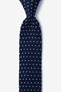 Laos Navy Blue Knit Skinny Tie Photo (0)