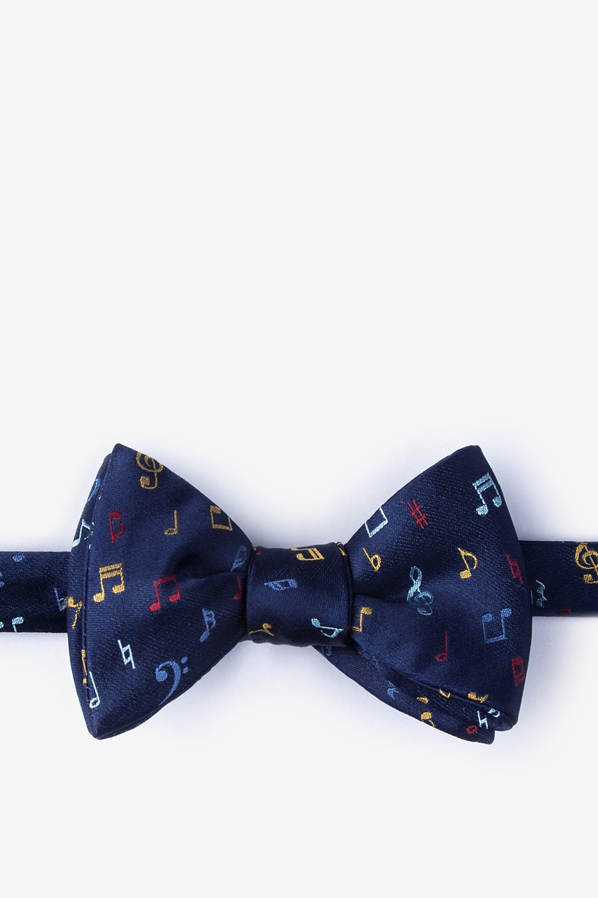 Let's Compare Notes Navy Blue Self-Tie Bow Tie Photo (0)