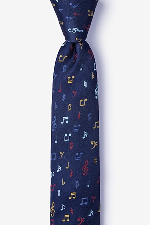 Let's Compare Notes Navy Blue Skinny Tie