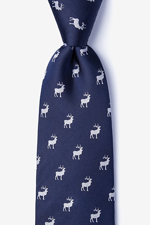 Majestic Elk Navy Blue Extra Long Tie