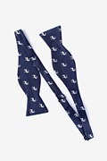 Majestic Elk Navy Blue Self-Tie Bow Tie Photo (1)