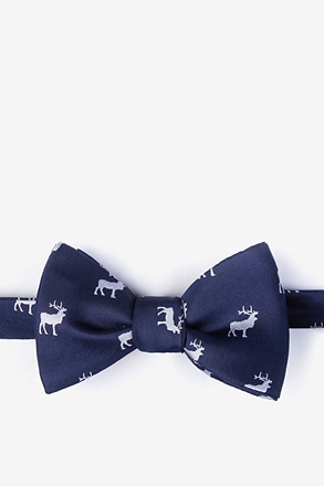 Majestic Elk Navy Blue Self-Tie Bow Tie