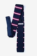 Maltese Stripe Navy Blue Knit Skinny Tie Photo (1)