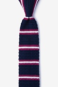 Maltese Stripe Navy Blue Knit Skinny Tie Photo (0)