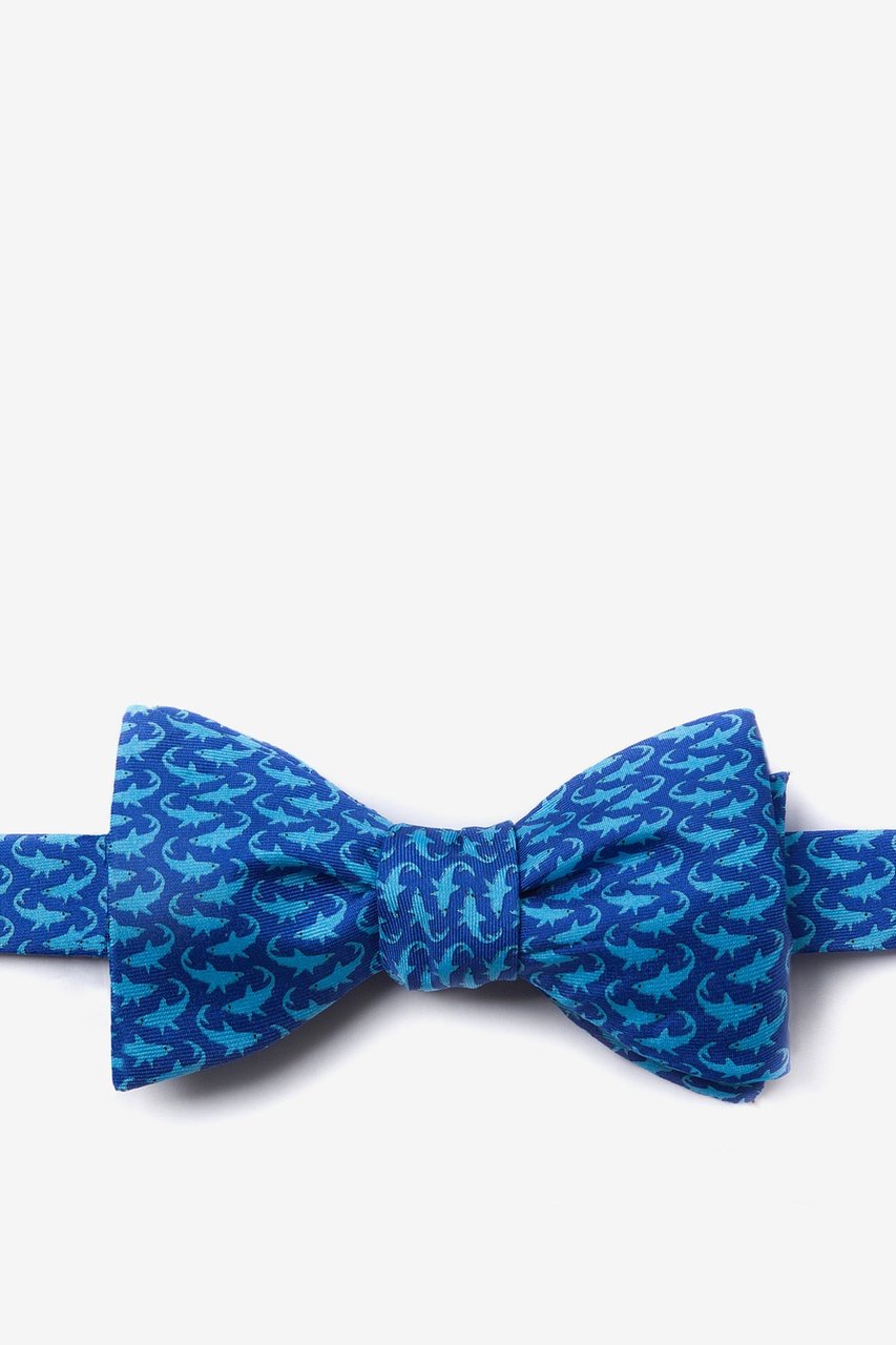 Micro Sharks Navy Blue Self-Tie Bow Tie Photo (0)