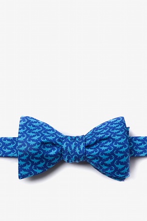 Micro Sharks Navy Blue Self-Tie Bow Tie