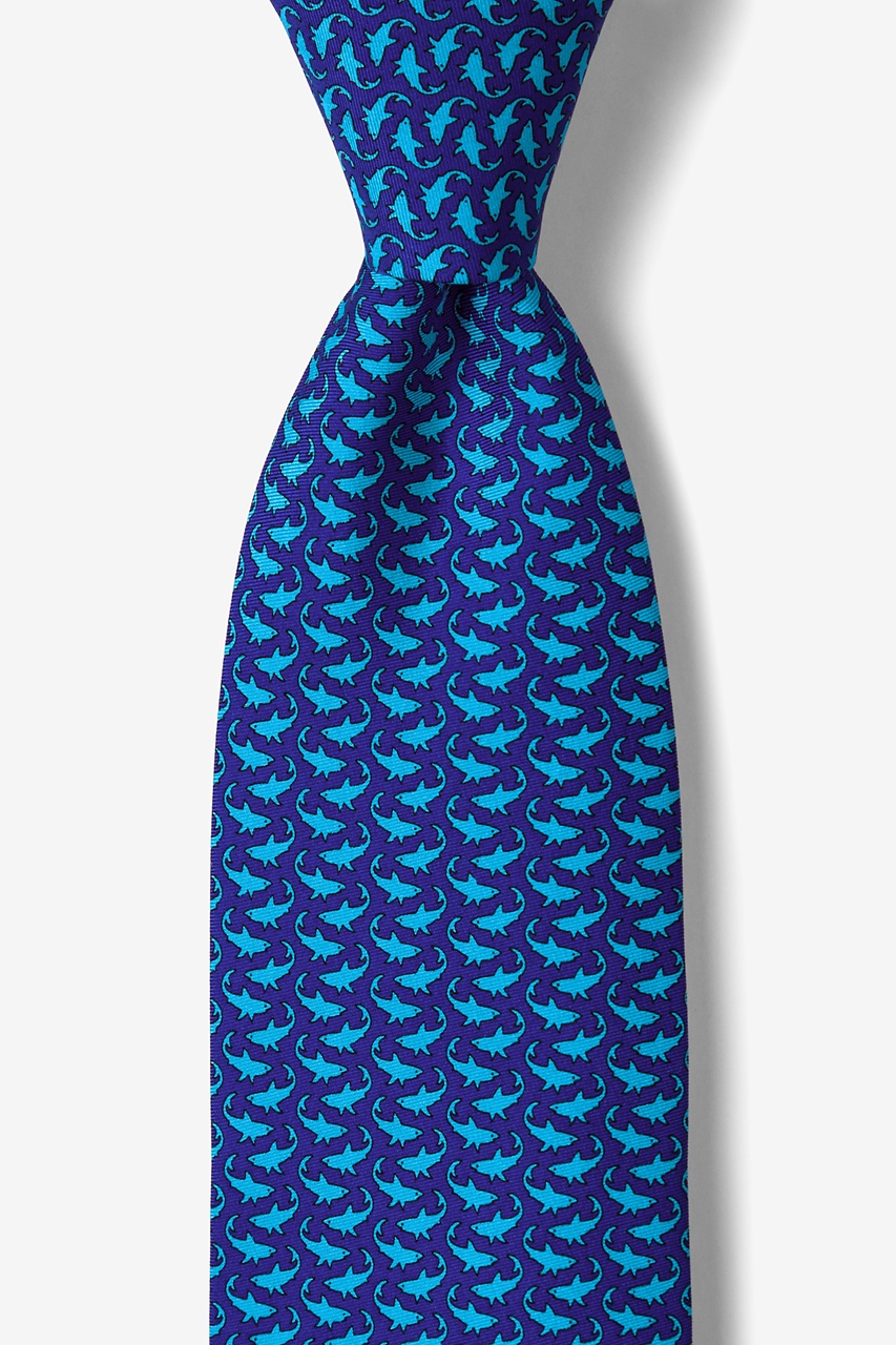 Micro Sharks Navy Blue Tie Photo (0)