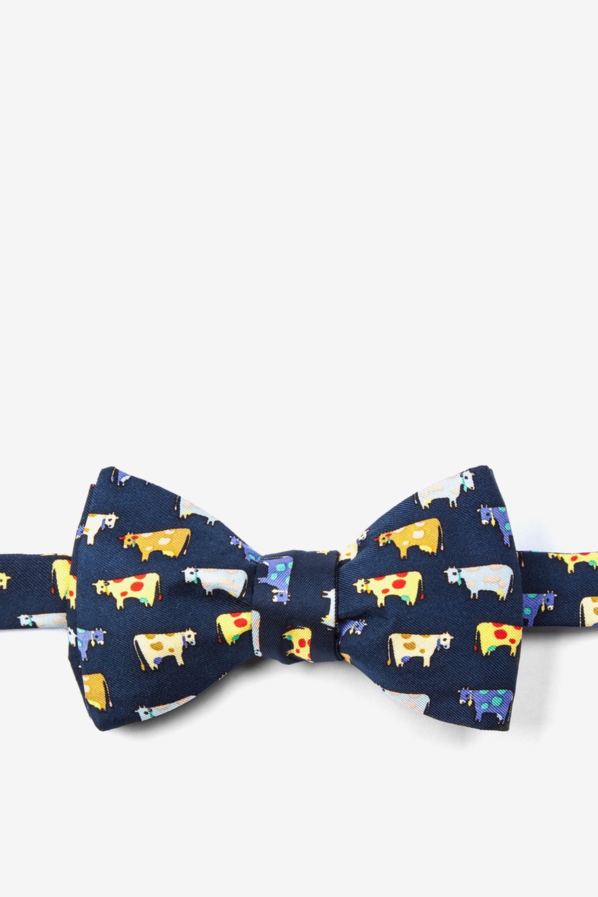 Moo Moo Navy Blue Self-Tie Bow Tie Photo (0)