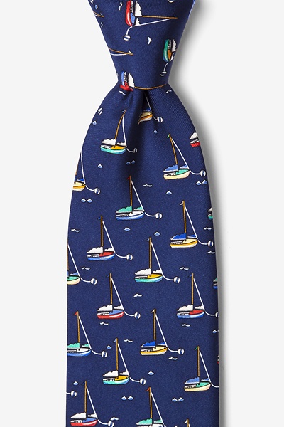 Navy Blue Silk Mooring Madness Tie