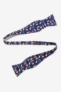 Musical Instruments Navy Blue Self-Tie Bow Tie Photo (1)
