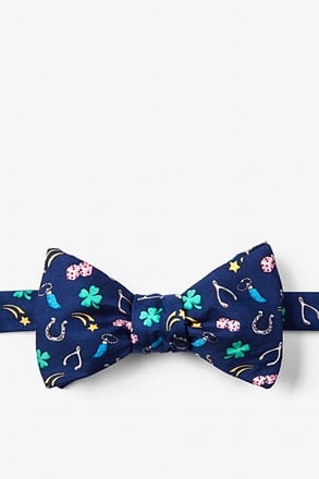 _My Lucky Navy Blue Self-Tie Bow Tie_