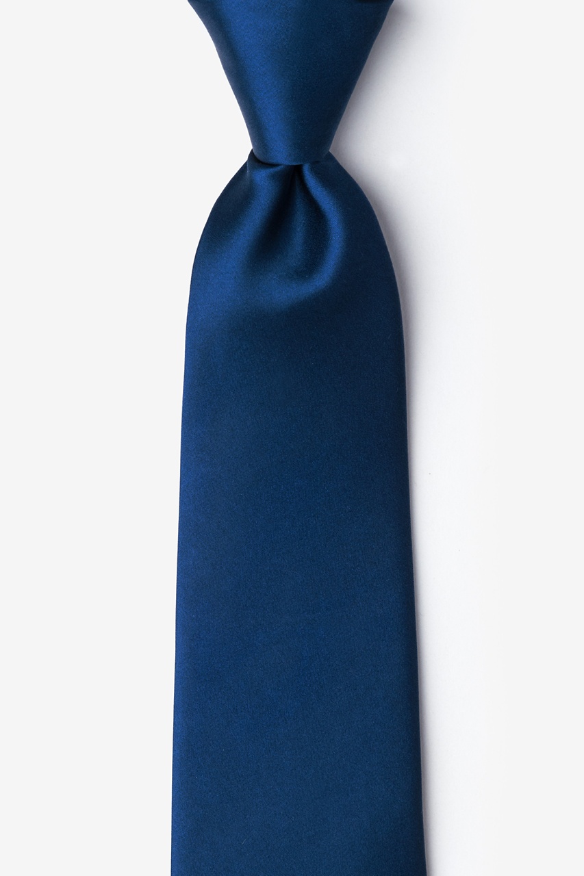 XL Length Navy Blue Tie with Checks 