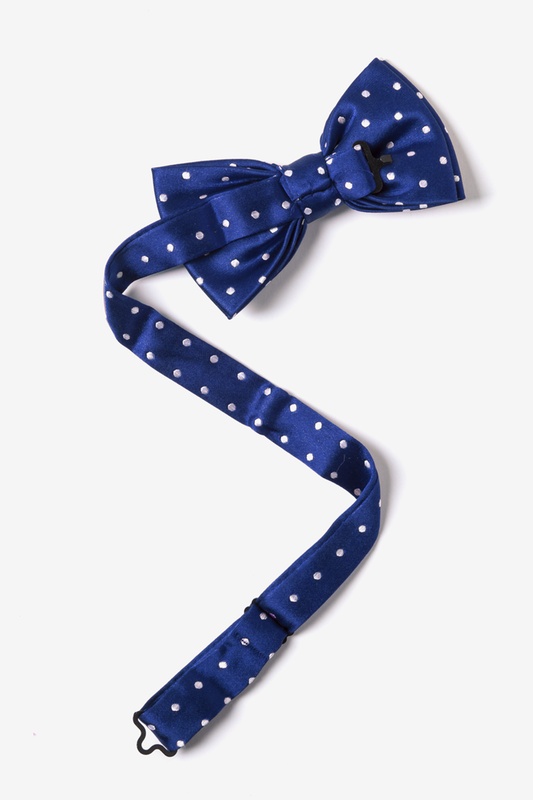Navy Blue Silk Navy with White Dots Pre-Tied Bow Tie | Ties.com