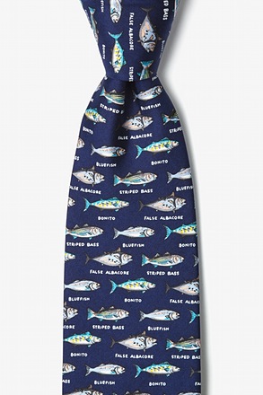 Nautica, Mens Fly Fishing Gear & Fish Necktie 100% Silk 55 Inches Long