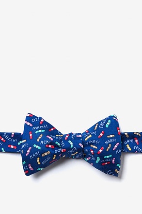 Ouch! Navy Blue Self-Tie Bow Tie