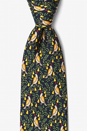 Partridge In A Pear Tree Navy Blue Tie