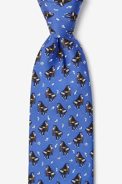 Navy Blue Silk Pianos Tie