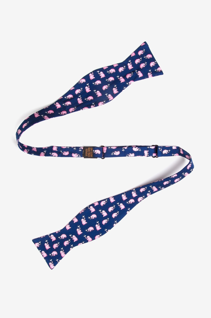 Pink Elephant Navy Blue Silk Bow Tie | Animal Bow Ties | Ties.com