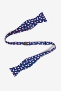 Pink Elephants Navy Blue Self-Tie Bow Tie Photo (1)