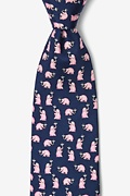 Pink Elephants Navy Blue Tie Photo (0)