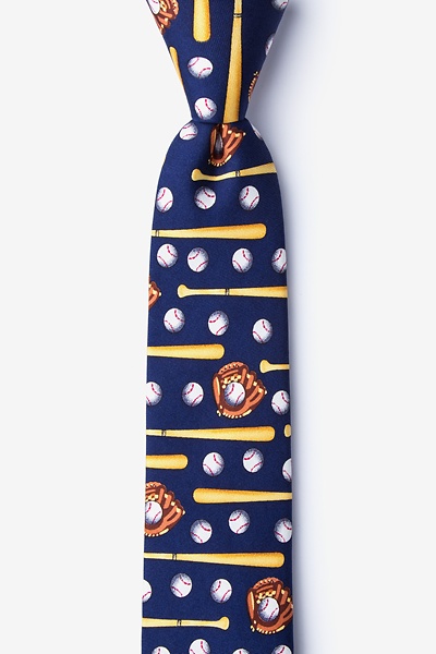 Navy Blue Silk Play Ball Skinny Tie