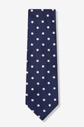 Polka Dot Navy Blue Extra Long Tie Photo (0)