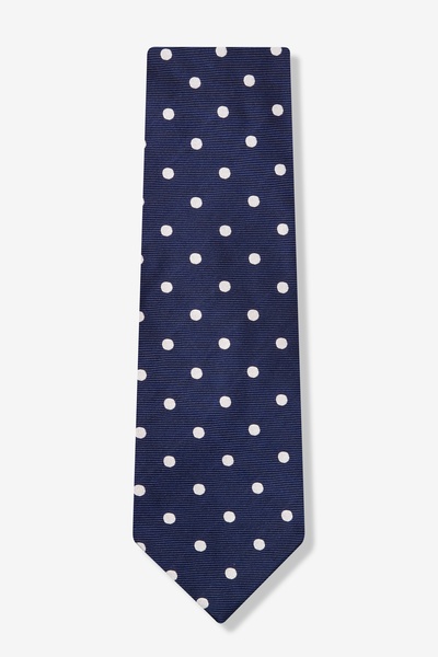 Navy Blue Silk Polka Dot Extra Long Tie | Ties.com