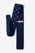 Polka Dot Navy Blue Knit Skinny Tie Photo (1)