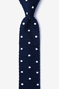Polka Dot Navy Blue Knit Skinny Tie Photo (0)