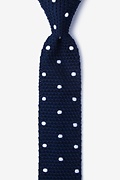 Polka Dot Navy Blue Knit Skinny Tie Photo (0)