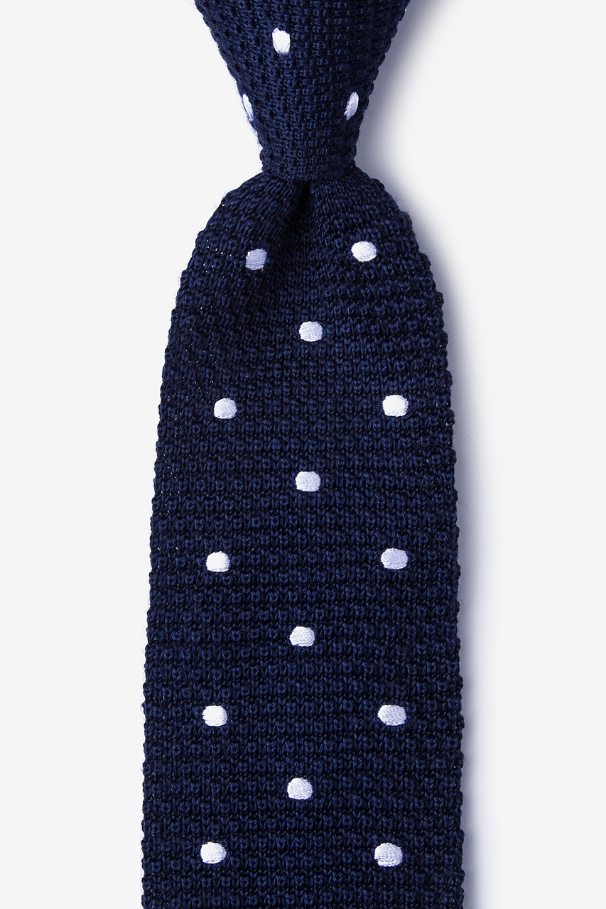 Polka Dots Tie Navy Blue Silk