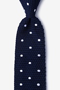 Polka Dot Navy Blue Knit Tie Photo (0)