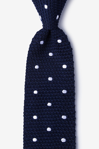 Navy Blue Silk Polka Dot Knit Tie | Ties.com
