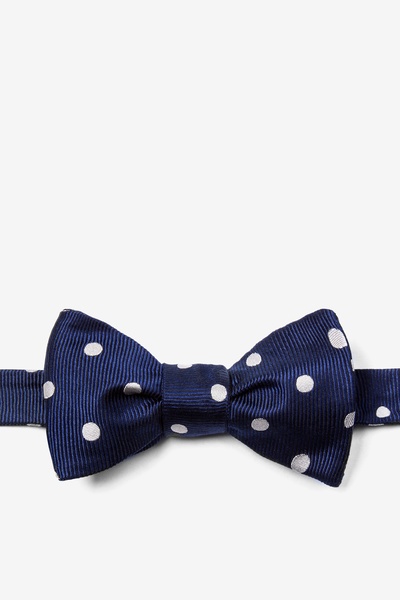Navy Blue Silk Polka Dot Self-Tie Bow Tie | Ties.com