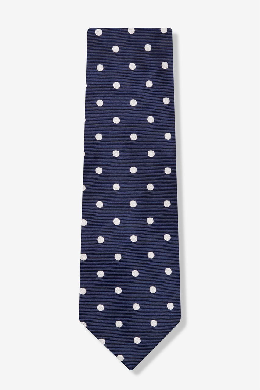 Polka Dots Tie Navy Blue Silk