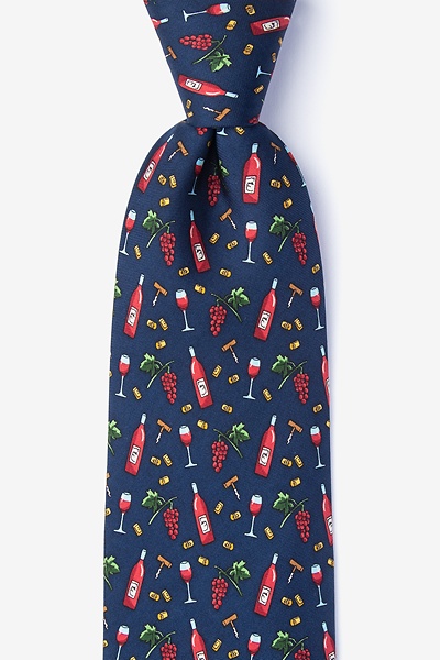 Pour Decisions Men's Navy Blue Silk Tie | Alynn Alcohol Tie | Ties.com