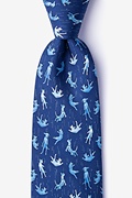 Raining Cats and Dogs Navy Blue Extra Long Tie Photo (0)