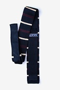 Roman Stripe Navy Blue Knit Skinny Tie Photo (1)