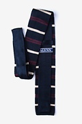 Roman Stripe Navy Blue Knit Tie Photo (1)