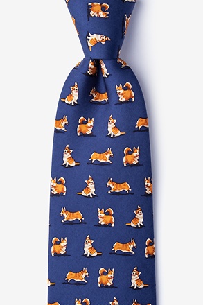 Rowdy Corgis Navy Blue Extra Long Tie