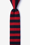 Rugby Stripe Navy Blue Knit Skinny Tie Photo (0)