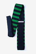 Rugby Stripe Navy Blue Knit Skinny Tie Photo (1)