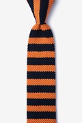 Rugby Stripe Navy Blue Knit Skinny Tie Photo (0)