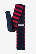 Rugby Stripe Navy Blue Knit Tie Photo (1)