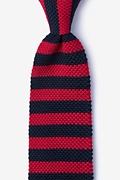 Rugby Stripe Navy Blue Knit Tie Photo (0)