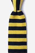 Rugby Stripe Navy Blue Knit Tie Photo (0)