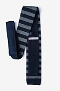 Rugby Stripe Navy Blue Knit Tie Photo (1)