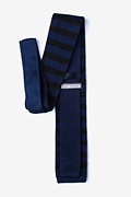 Rugby Stripe Navy Blue Knit Tie Photo (1)