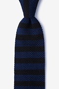 Rugby Stripe Navy Blue Knit Tie Photo (0)